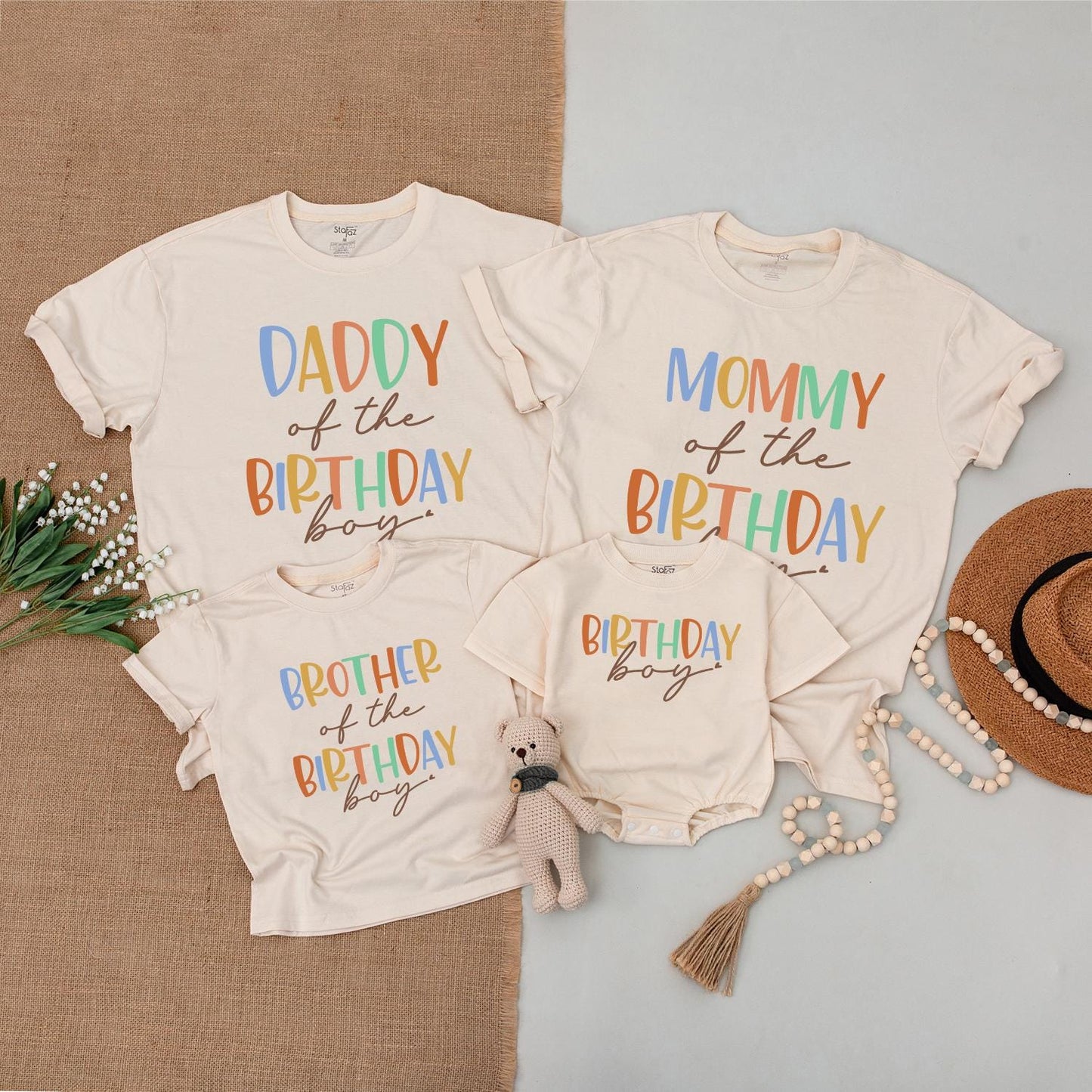Custom Birthday Boy Baby Bubble Romper, 1st Birthday Gift, Matching Family Shirts, Birthday Outfit, Mommy and Me, Personalized Name And old