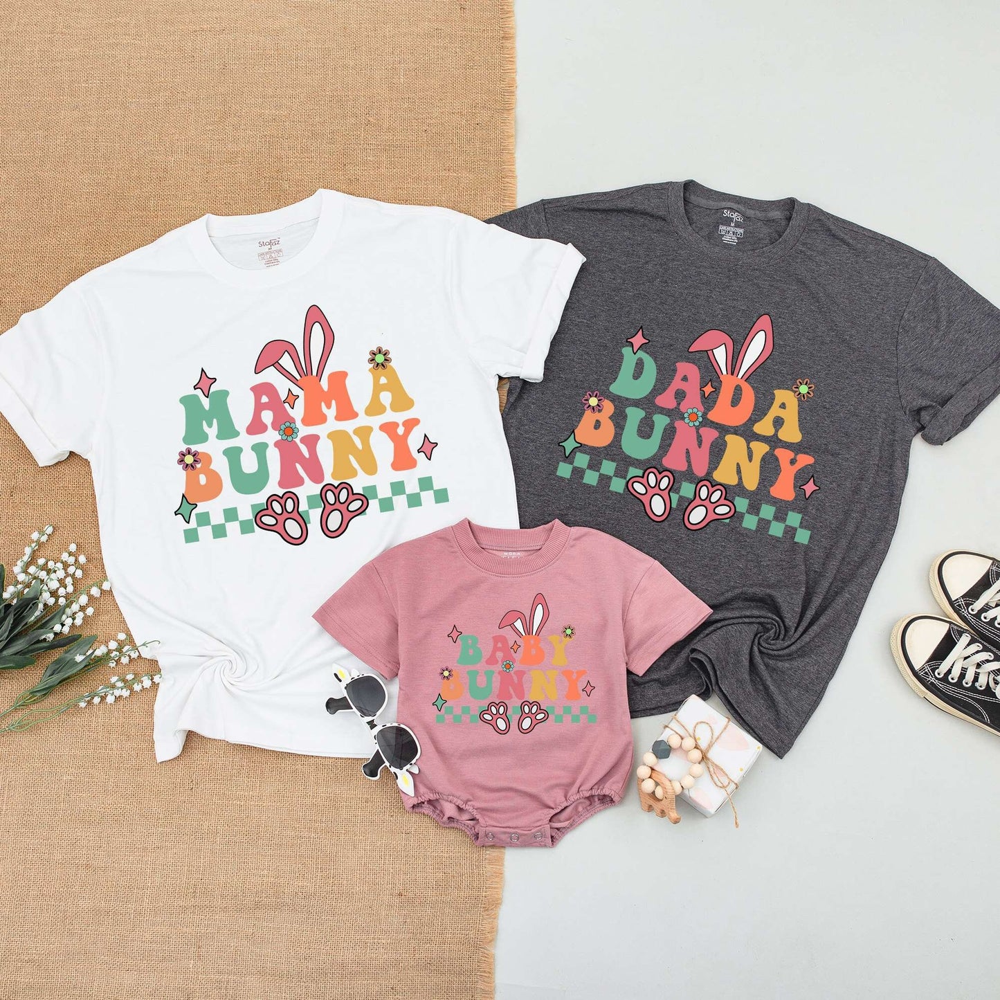 Custom Mama And Baby Bunny shirt, Personalized Matching Family Birthday Bodysuit, Easter Clothes, Baby Romper outfit, Baby Announcement tee