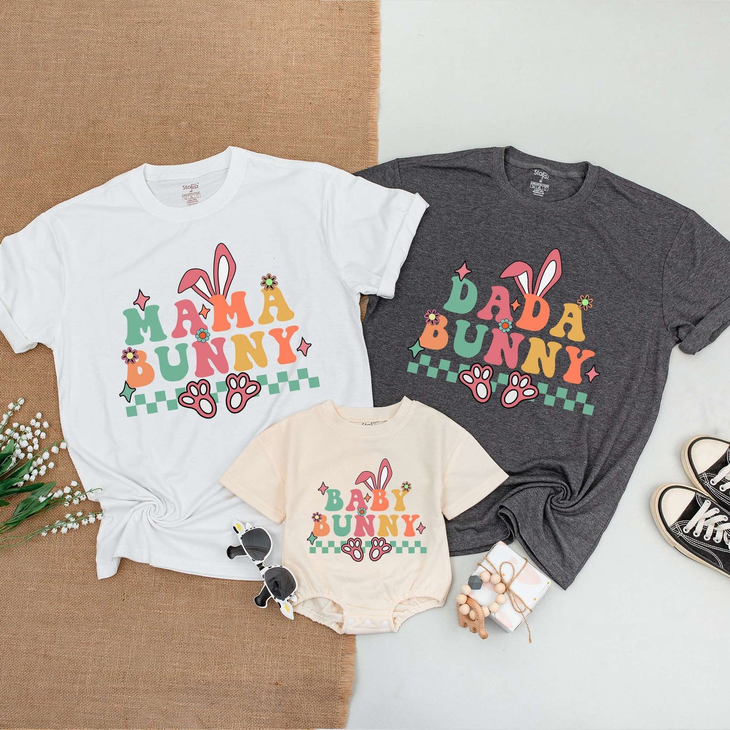 Custom Mama And Baby Bunny shirt, Personalized Matching Family Birthday Bodysuit, Easter Clothes, Baby Romper outfit, Baby Announcement tee
